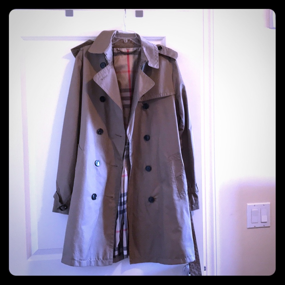 Belted Burberry raincoat